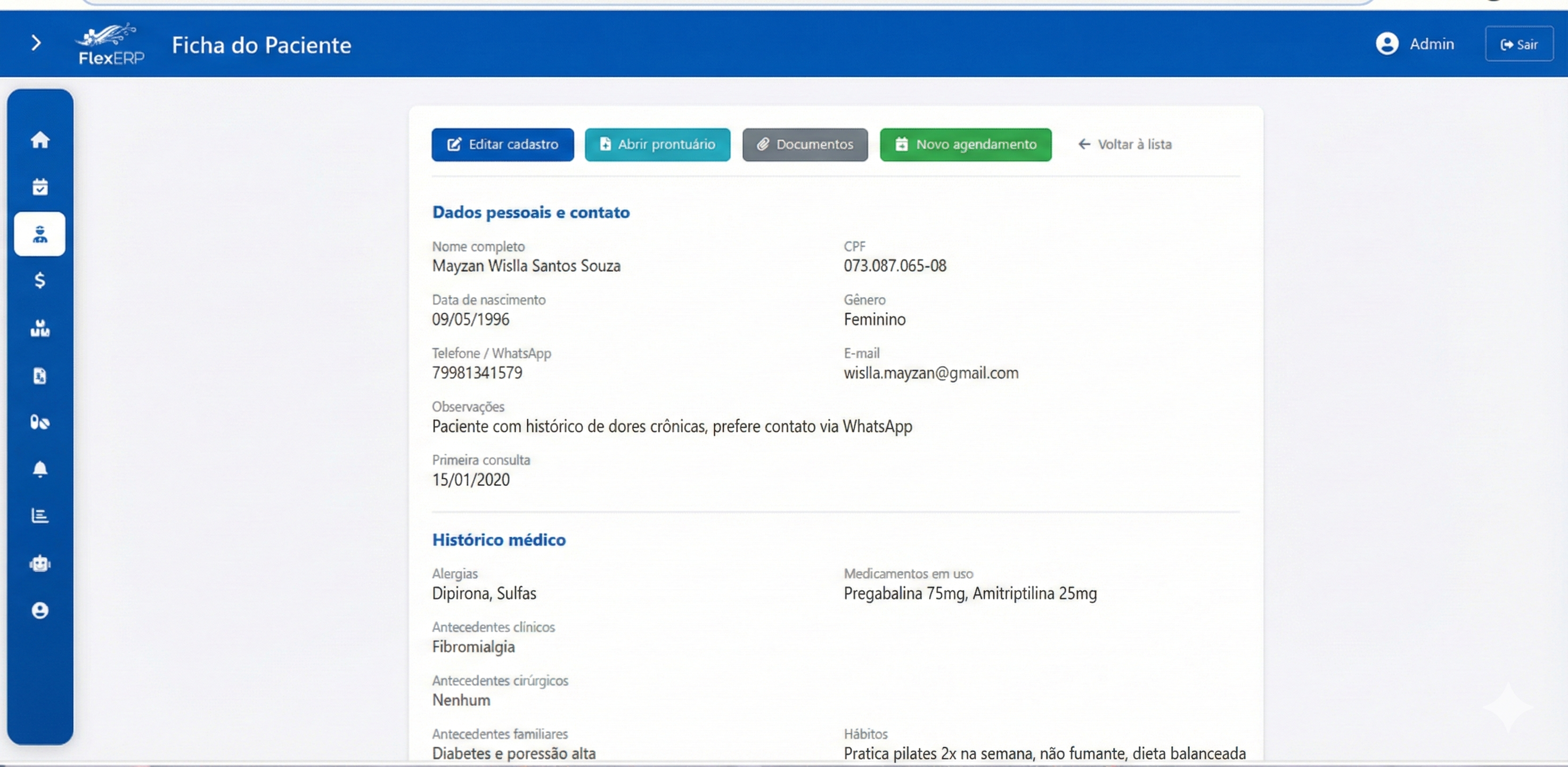 Gestão de pacientes FlexERP